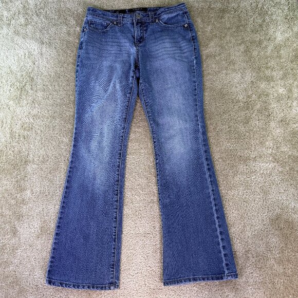 Nine West Women's Bootcut Blue Jeans Size 6/28 Flap Pockets Mid Rise 32x31 E631 - Picture 1 of 13